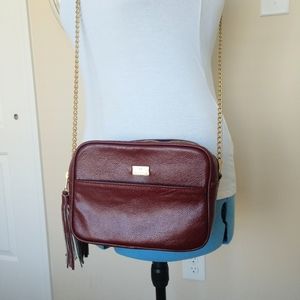 Genuine Leather Crossbody Bag Dark Red